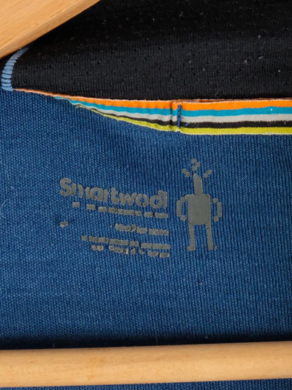 Smartwool Sweater Mens Large Blue Merino Wool Thermal Quarter Zip Outdoor - Picture 7 of 8